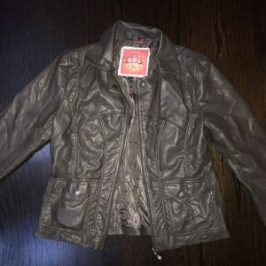 Collection B gray girls faux leather jacket